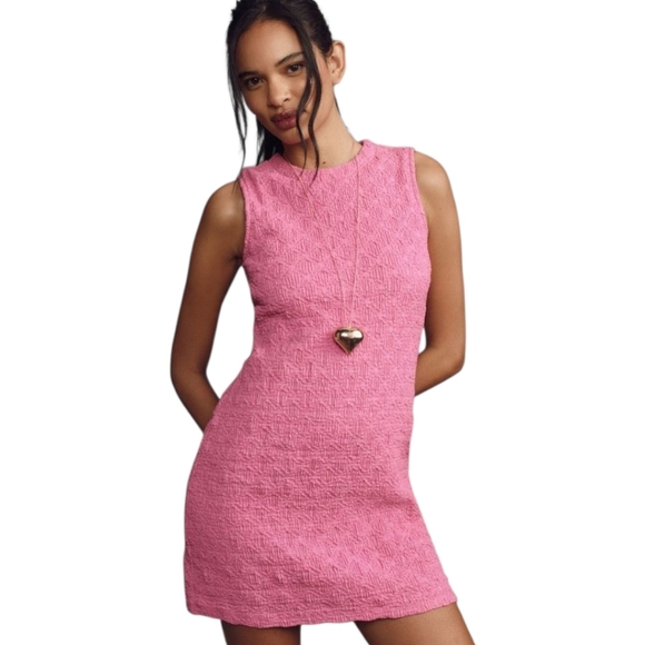 Anthropologie Porridge Pink Textured Slim Knit Mini Dress, XL, Summer - Picture 1 of 12